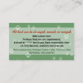 犬の歩くのドッグウォーカーの訓練の男性のカスタムな広告宣伝 名刺 (裏面)