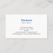 犬の歩くの足のプリントのロゴ 名刺 (裏面)