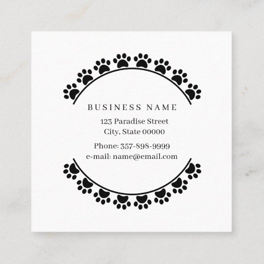 犬の歩くを円で編集可能な色の形に スクエア名刺 (裏面)