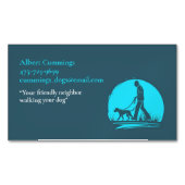 犬の歩くハイキングペット座る マグネット名刺 (正面)