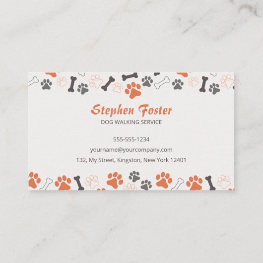 犬の歩くハッピードッグペット座り犬トレーナー 名刺 (裏面)