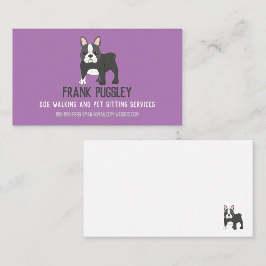 犬の歩くペットのペットシッティングサービスかわいい子犬 名刺 (正面/裏面)