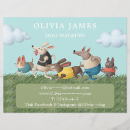 犬の歩くペットケアサービスのプロモーション チラシ