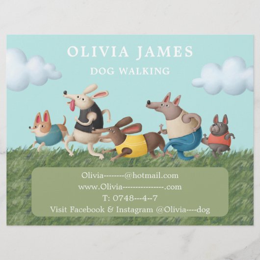 犬の歩くペットケアサービスのプロモーション チラシ (正面)