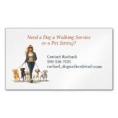 犬の歩くペット座り搭乗 マグネット名刺 (正面)