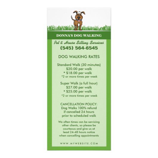 犬の歩く及びペット着席サービス棚カード ラックカード (正面)