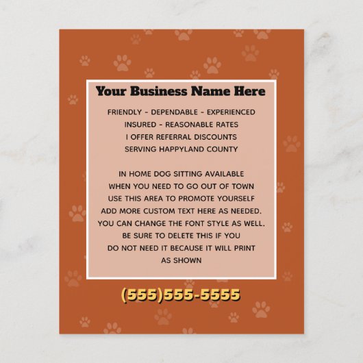 犬の歩く4X5チラシかわいいドッグウォーカープロモーション チラシ (裏面)