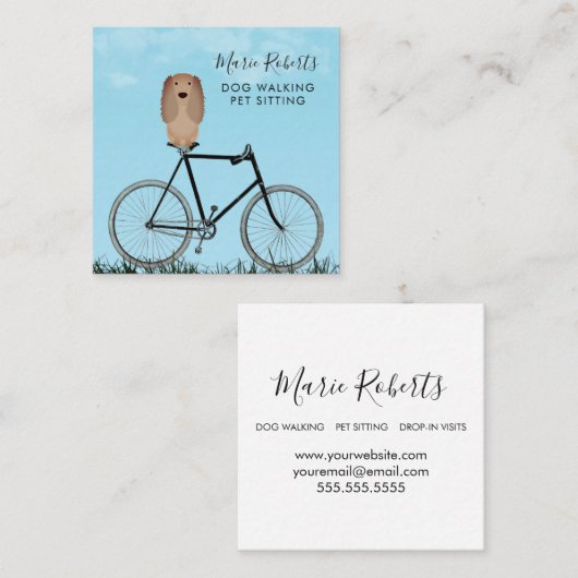 犬の歩く、ペットの座り、猫気に、搭乗 スクエア名刺 (正面/裏面)