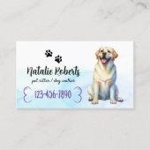 犬の歩く&ペットシッター幸せラブラドールウォーターカラー 名刺 (正面)
