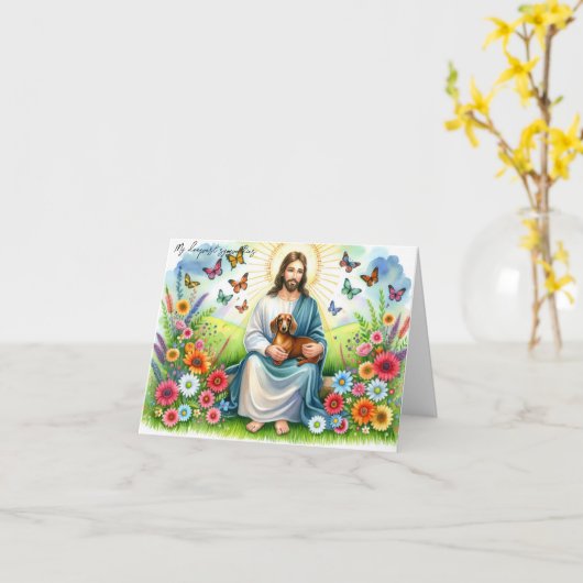 犬の死のための悔やみや弔慰 – ダシュントとイエス カード (黄色い花)