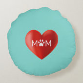 犬の母と猫の母とポー&ハートティール（緑がかった色） ラウンドクッション (裏面)