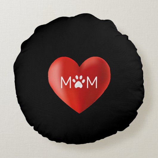 犬の母と猫の母と肉付きハートと黒 ラウンドクッション (裏面)