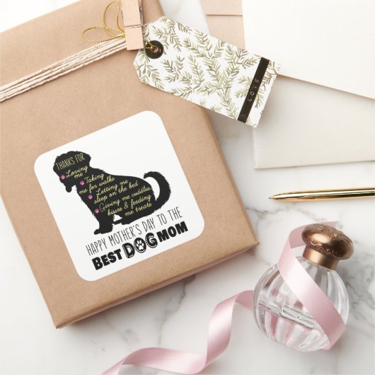 犬の母に幸せな母最高のの日 スクエアシール (ギフト)