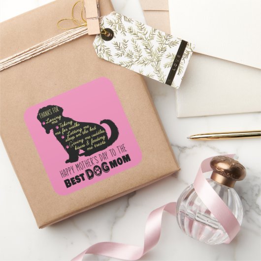 犬の母に幸せな母最高のの日 スクエアシール (ギフト)
