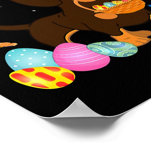 犬の母のギフトかわいいバニーダッシュント卵イースターデー ポスター (角)