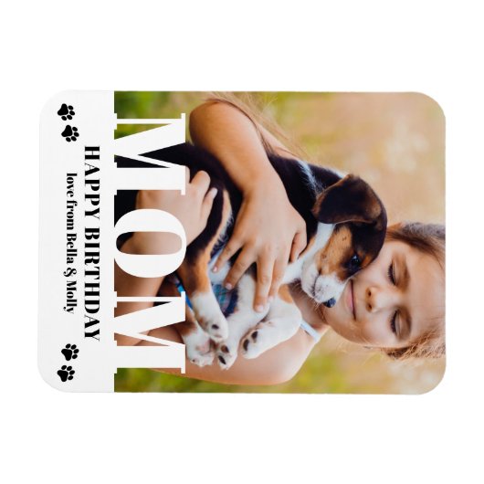 犬の母のハッピーバースデーモダンパーソナライズされた写真 マグネット (横)