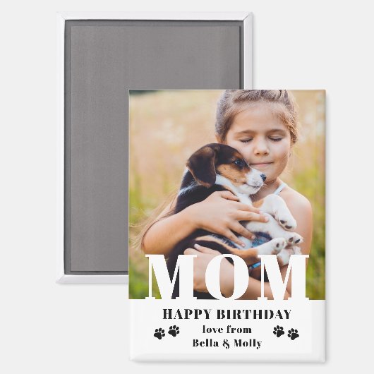 犬の母のハッピーバースデーモダンパーソナライズされた写真 マグネット (正面/裏面)