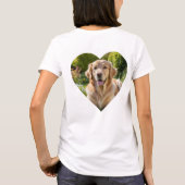 犬の母のハートの形の写真モノグラムポープリント Tシャツ (裏面)