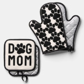 犬の母の手のプリント 鍋つかみ&鍋敷きセット (正面/裏面)