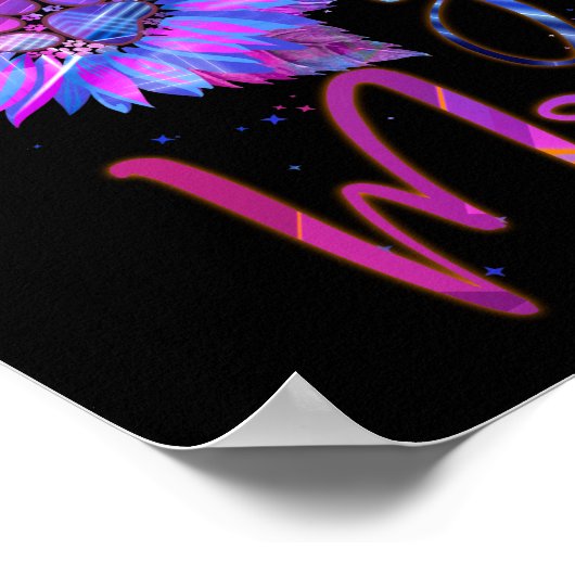 犬の母の手ひまわり印刷絞り染めネオンカラー ポスター (角)