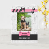 犬の母の日の写真からピンクと黒 カード (黄色い花)