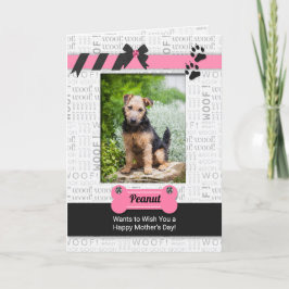 犬の母の日の写真からピンクと黒 カード