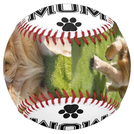 犬の母の日ペットの写真モノグラムの ソフトボール (正面)