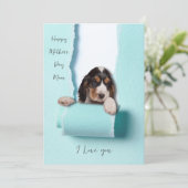 犬の母の母の日のカードリッピング紙犬のぞき サンキューカード (スタンド正面)