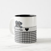 犬の母の水の色のパグカスタム ツートーンマグカップ (正面左)