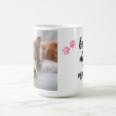 犬の母の犬の写真ピンクの手が犬の母最高のを印刷 コーヒーマグカップ (中央)