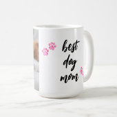 犬の母の犬の写真ピンクの手が犬の母最高のを印刷 コーヒーマグカップ (正面右)