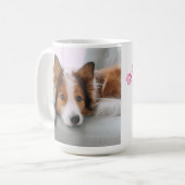 犬の母の犬の写真ピンクの手が犬の母最高のを印刷 コーヒーマグカップ (正面左)
