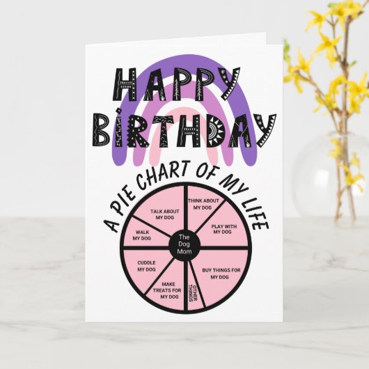 犬の母の誕生日カードとしての私の人生の円グラフ カード (黄色い花)