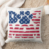 犬の母アメリカ国旗のグランジ赤白青 クッション (ブランケット)
