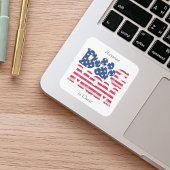 犬の母アメリカ国旗のグランジ赤白青 スクエアシール