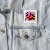 犬の母カラフルかわいい手のプリント 缶バッジ (インサイチュ)