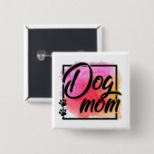 犬の母カラフルかわいい手のプリント 缶バッジ (正面&裏面)