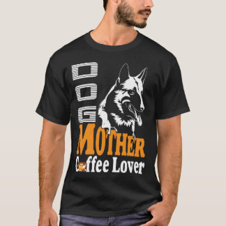 犬の母コーヒー愛好家の女の子 Tシャツ