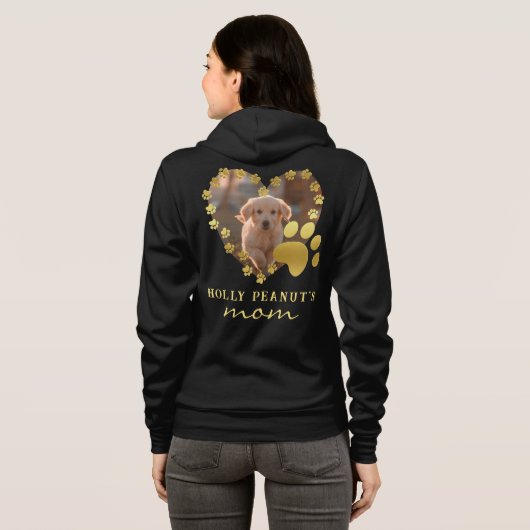 犬の母パーソナライズされたハートダウポーペットラバーフォト パーカ (裏面フル)