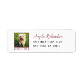 犬の母ピンクポープリントペットフォト差出人住所 ラベル (正面)