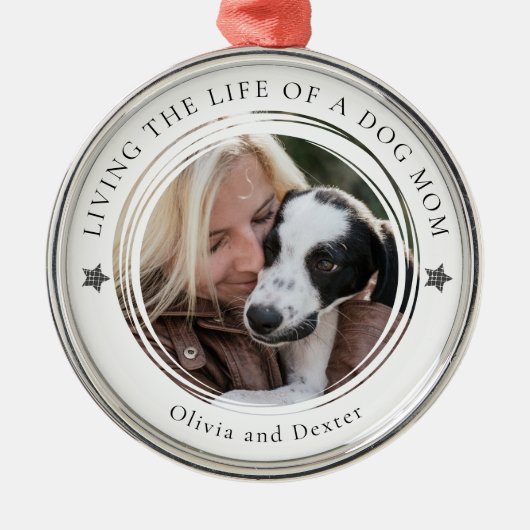 犬の母フォトキープサケパーソナライズされた メタルオーナメント (正面)