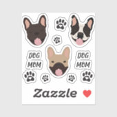 犬の母ブルドッグフランスのポープリント シール (シート)