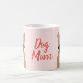 犬の母ブルドッグフランスの微笑む花ピンク コーヒーマグカップ (中央)