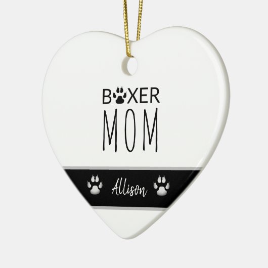 犬の母ボクサーパーソナライズされたポープリント セラミックオーナメント (左)