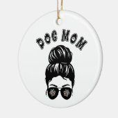 犬の母メッシーバンブラック&ホワイトアート セラミックオーナメント (左)