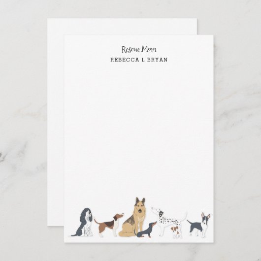 犬の母レスキュー母パパ犬の種類ステーショナリー ノートカード (正面/裏面)