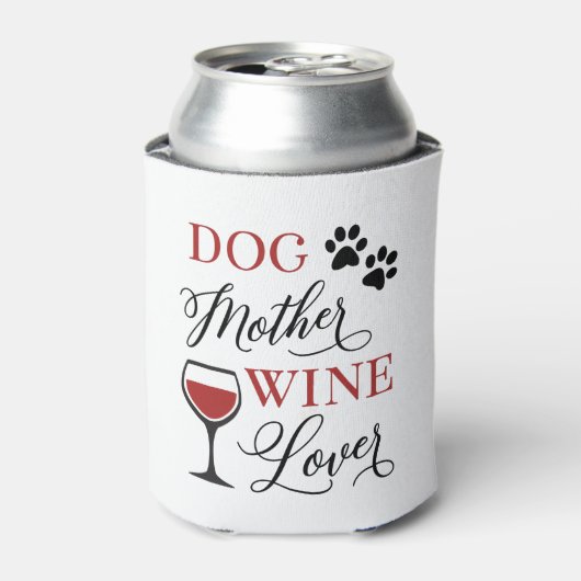 犬の母ワイン恋人かわいい女性ペットママ引用文 缶クーラー (缶正面)