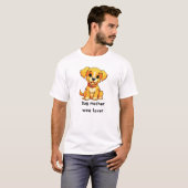 犬の母ワイン愛好家Tシャツ – かわいい茶色のイラスト Tシャツ (正面フル)
