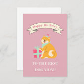 犬の母最高のにハッピーバースデー!笑みを浮かべる柴 サンキューカード (正面/裏面)