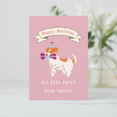犬の母最高のにハッピーバースデー!笑顔の犬 サンキューカード (スタンド正面)